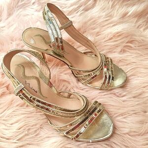 Nina Edria Sandal (2.5 block heels) in Gold